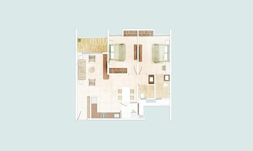 Rohan Saroha Bhugaon 2 BHK Floor Plan Image