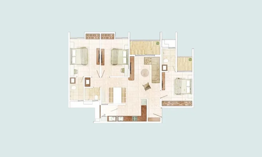 Rohan Saroha Bhugaon 3 BHK Floor Plan Image